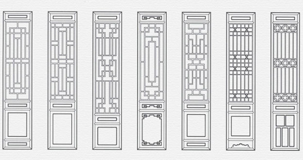 李沧常用中式仿古花窗图案隔断设计图